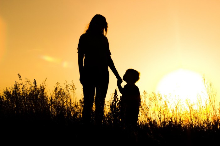 Mom and son silhouette