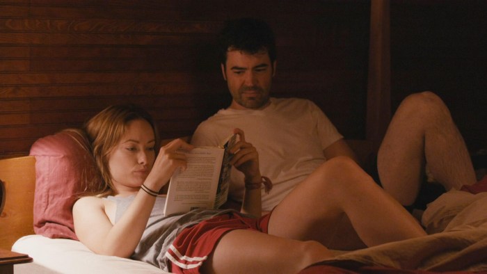 Woman and man with erection