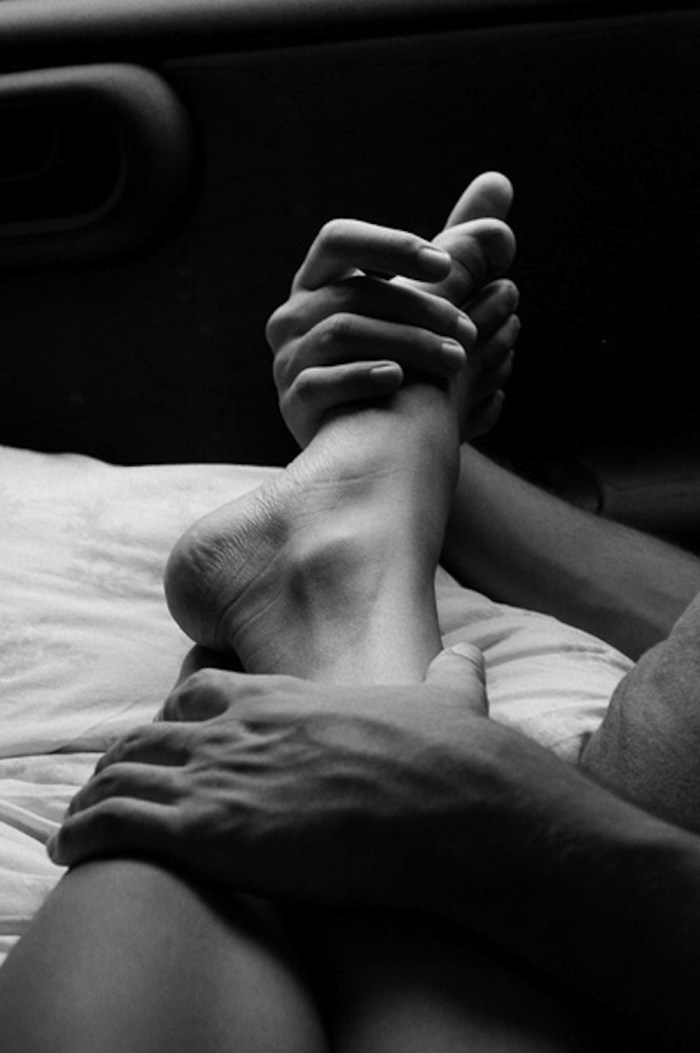 Licking the legs of women