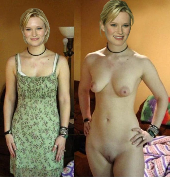 Dressed and stripped with big tits