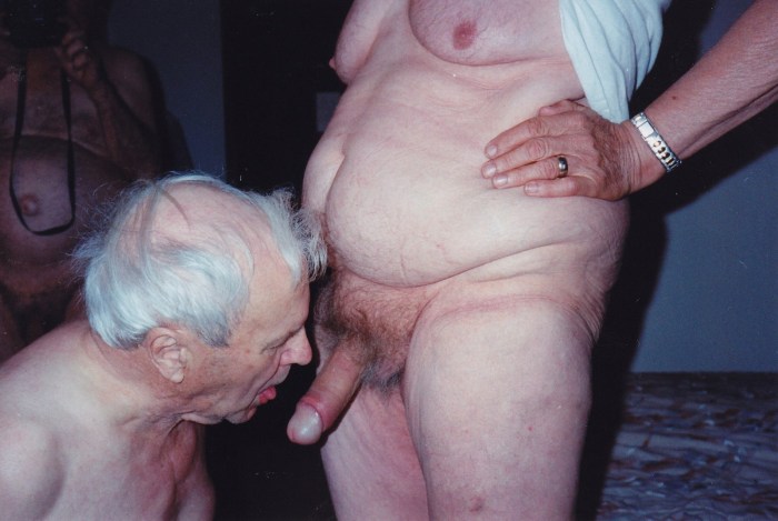 Very old naked grandfather