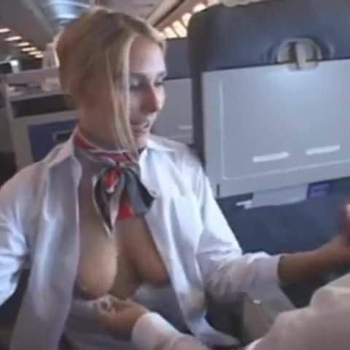 Ganguard with stewardesses on an airplane