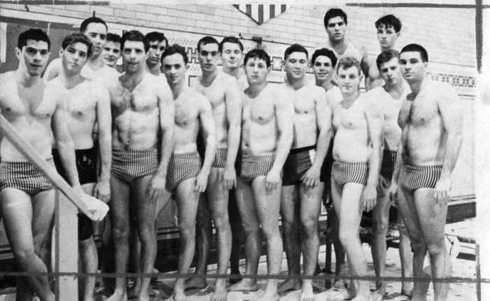 Naked swimmer, retro photo