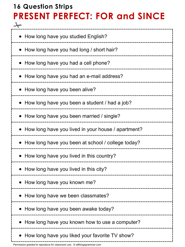 Questions in Present Perfect Speaking