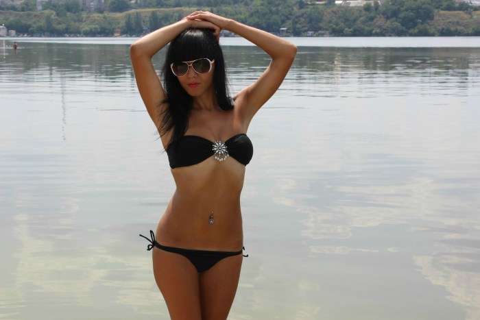 Kira Sazonova in a swimsuit