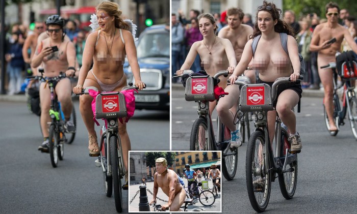 Girls on a bicycle naked