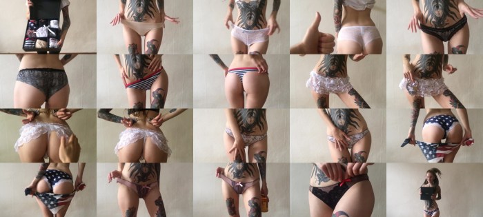 Masturbation of a girl with tattoos