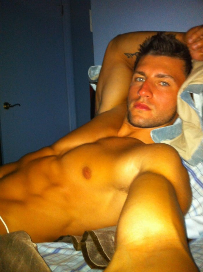 Man in bed with hair on his chest