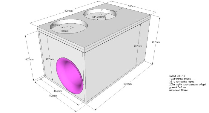 Connection diagram of the speaker of the subwoofer with 2 coils