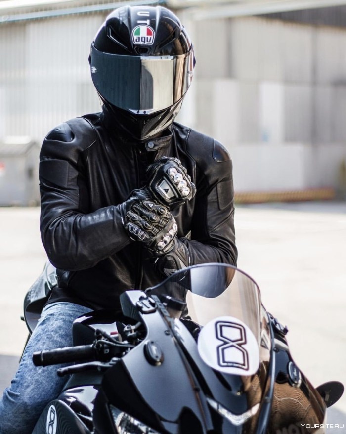 Camera on the helmet of a motorcyclist