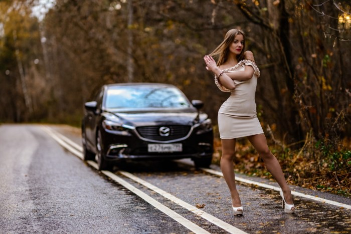 A woman on the road