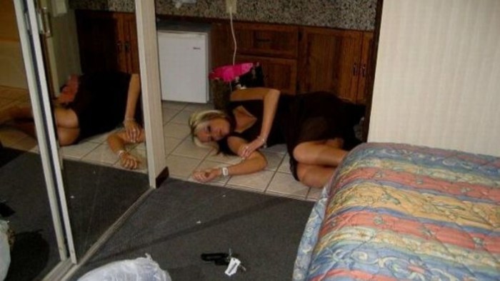 Drunk sleeping girls in the apartment