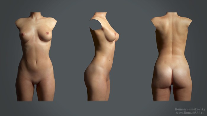 Women's naked body from all sides
