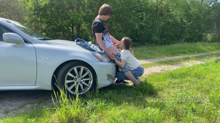 Fuck on the hood of a car