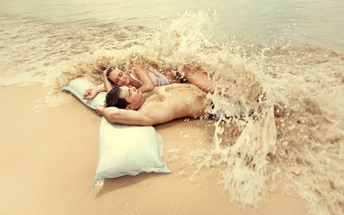 Guy and girl in water