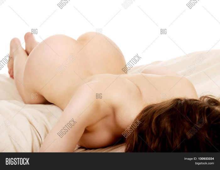 Naked women lie on the stomach