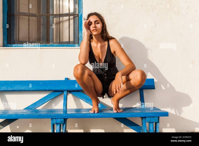 Brunette in a short light dress