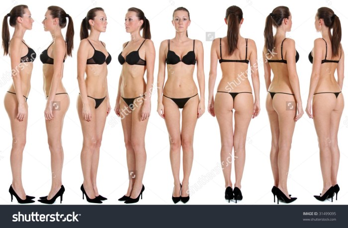 The figure of a woman from different angles