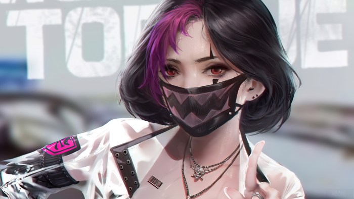 Girl in a respirator