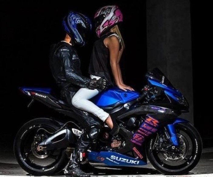 Girl on a sexy motorcycle