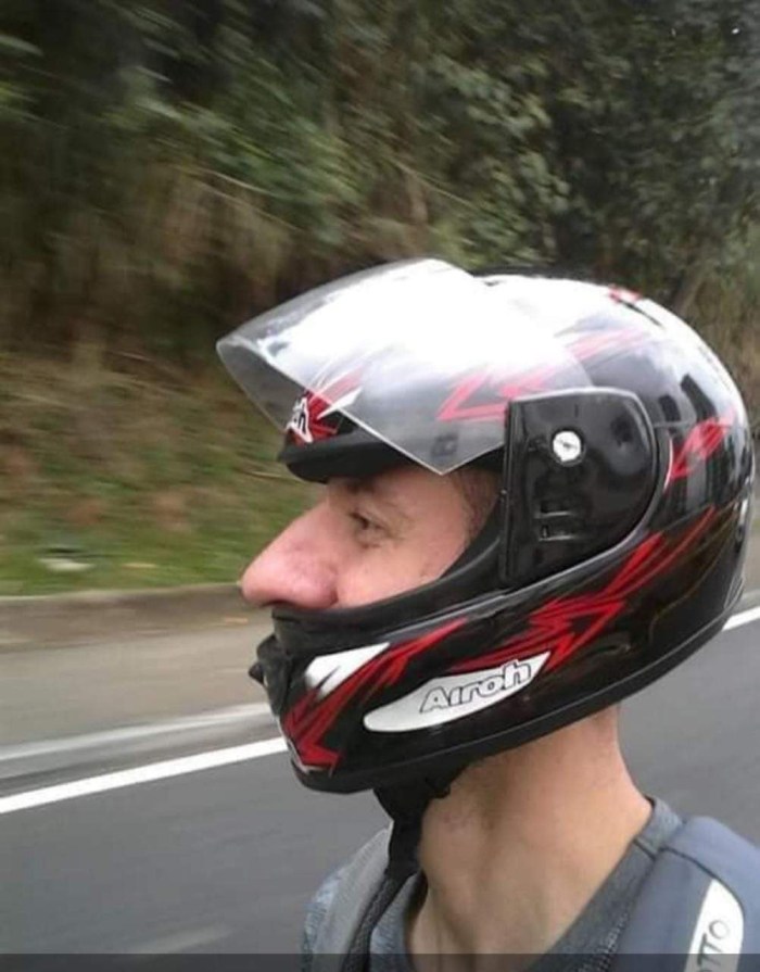 The guy is on the motorcycle