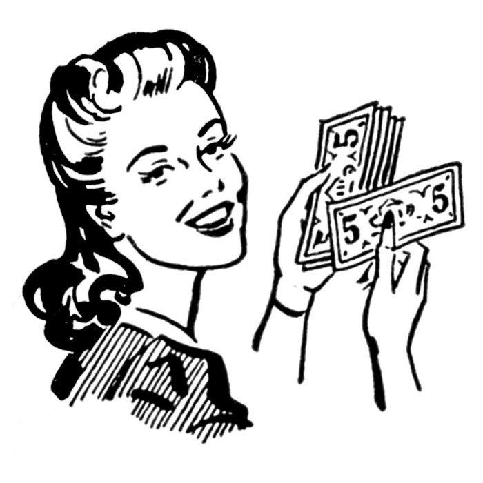 Woman with money drawing