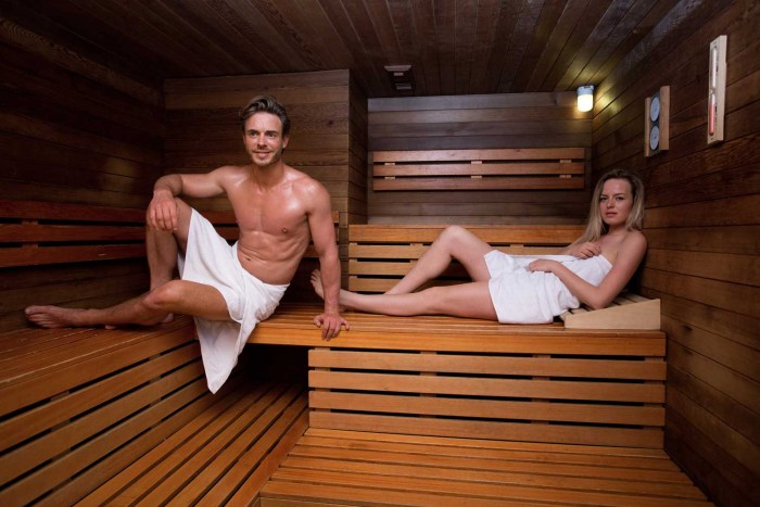 Married couples naked in the sauna