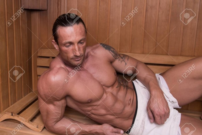 Guys in the steam room