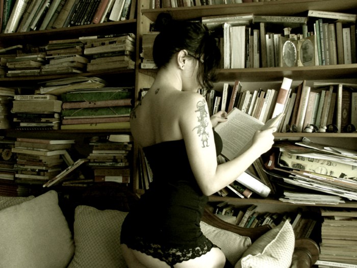 Naked with a book