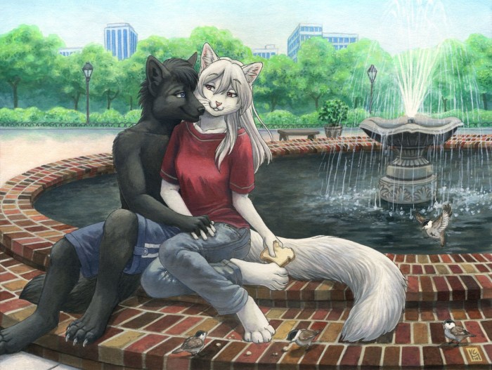 Girl Moon and Wolf