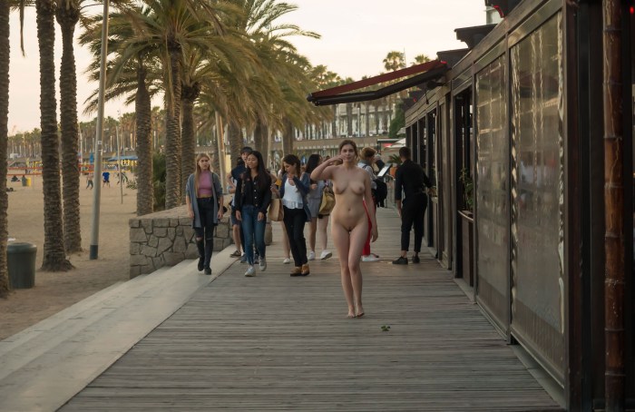 Morning promenade naked