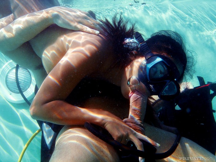 Beautiful naked diving