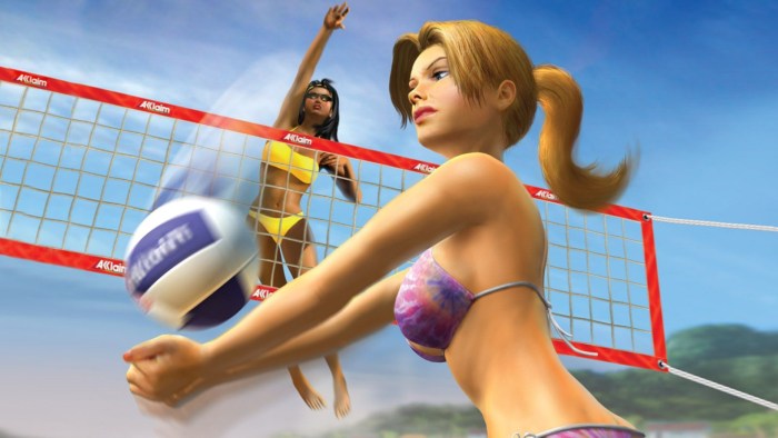 Beach volleyball in the style of nude