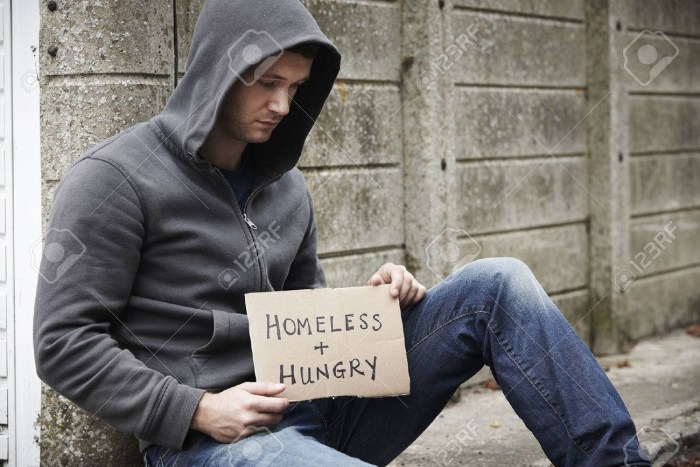The girl gives the beggar