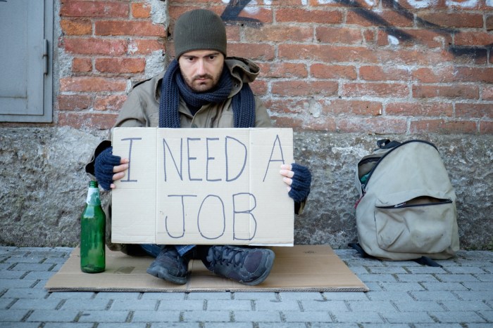 Homeless with a sign