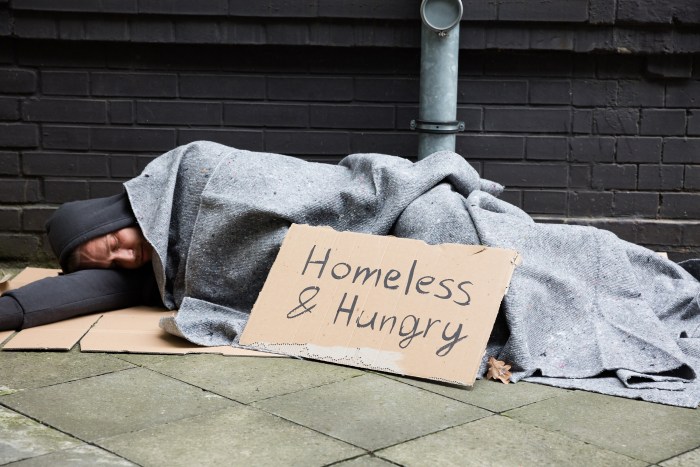 Homeless Man with Sign