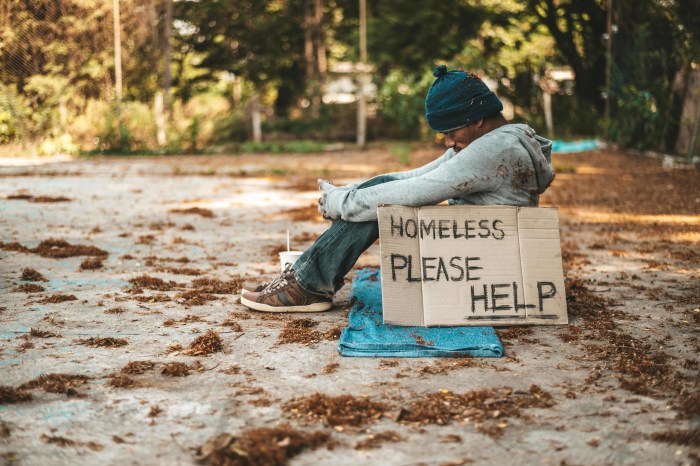 Homeless with a Help sign