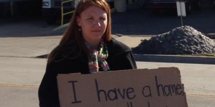 Sad homeless