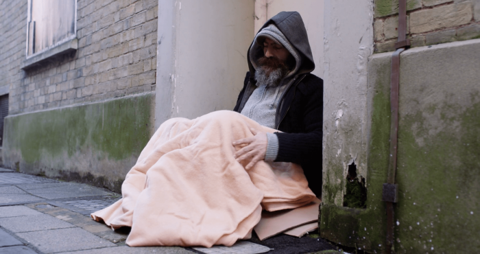 Old man on the street homeless