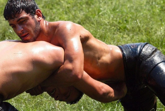 The man is topless