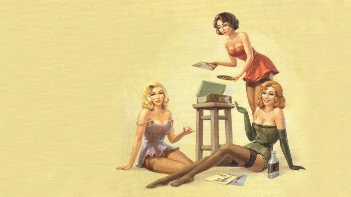 Three girls in the style of PIN AP