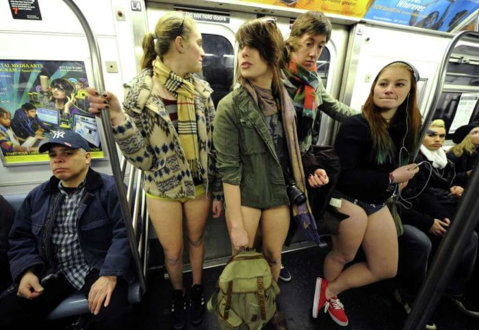 Without pants in public transport