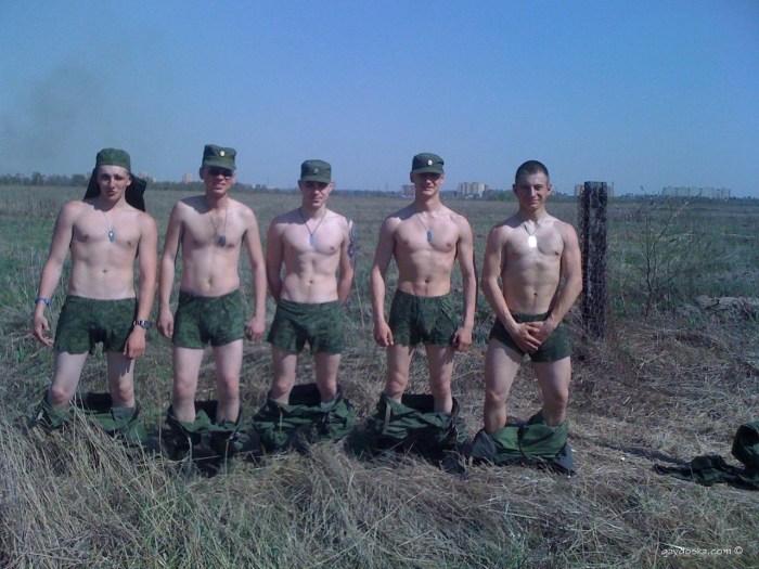 Naked Russian guys in the army