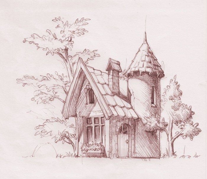 Landscape with a pencil architecture