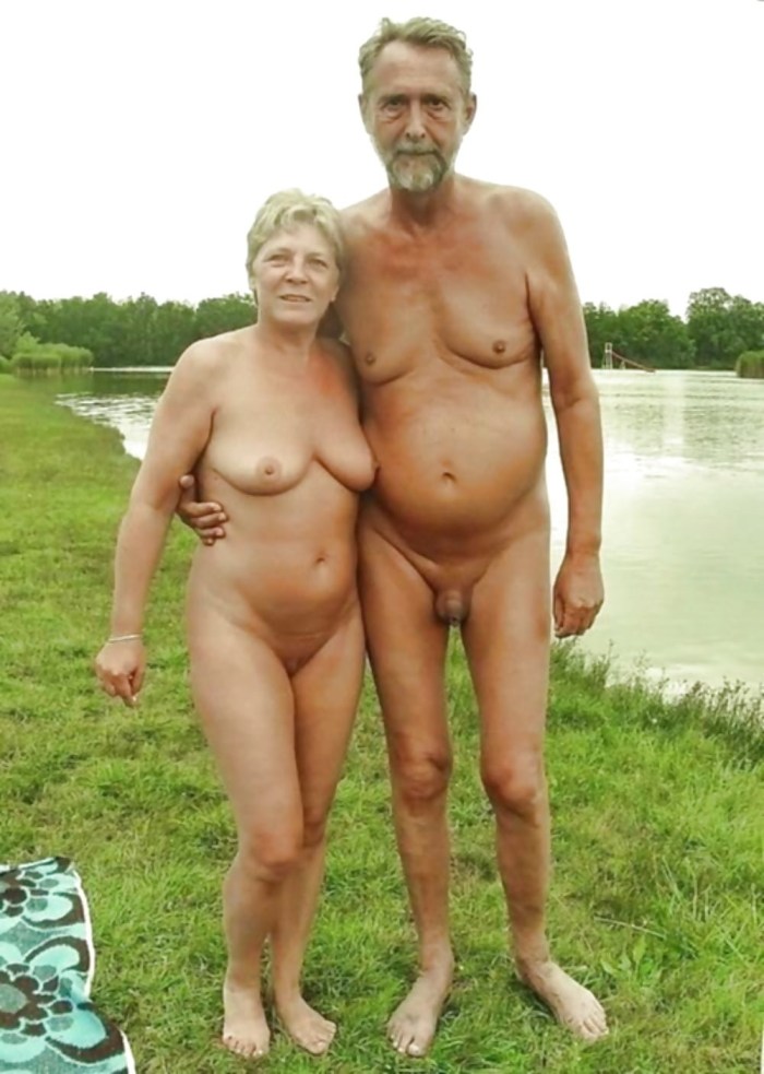 Naked mature pairs in nature