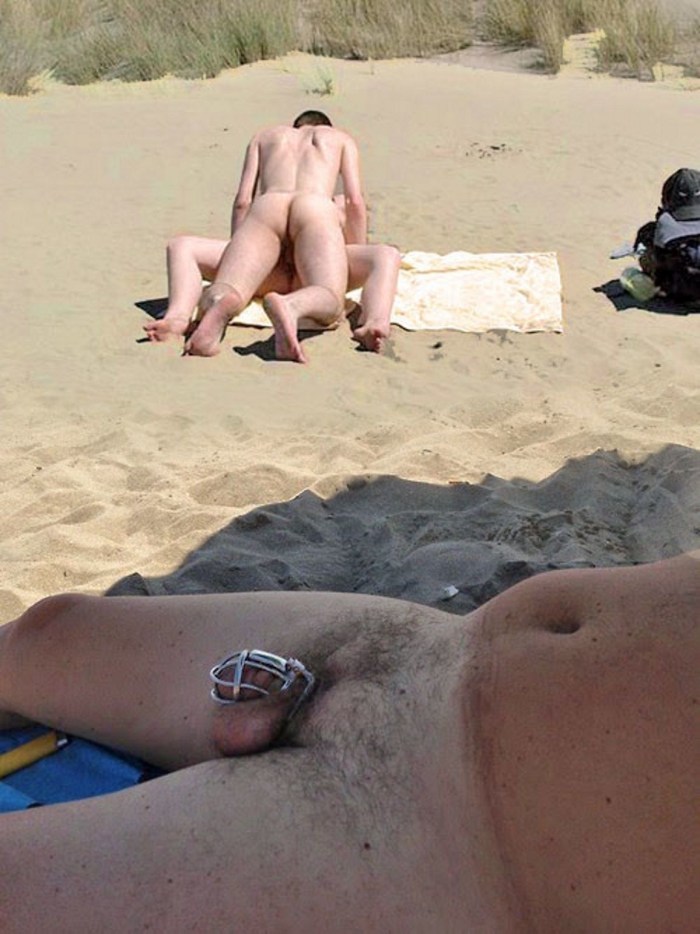 Naked on the beach with a belt of fidelity