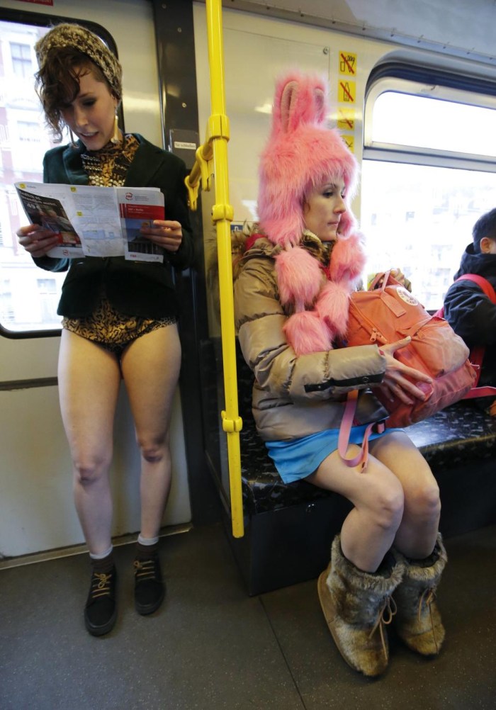 Girl in shorts on the bus
