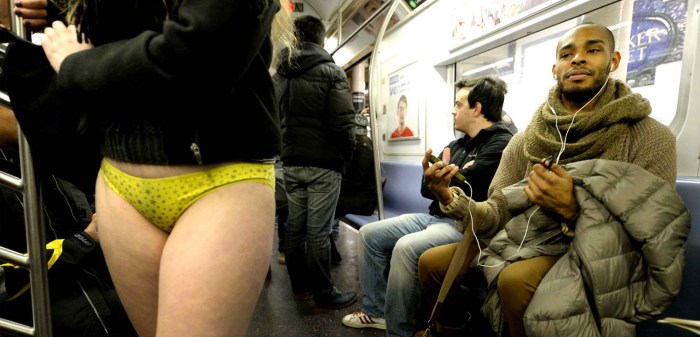 Naked in the Moscow metro