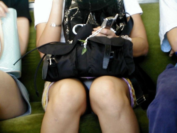 Girl in shorts in the subway