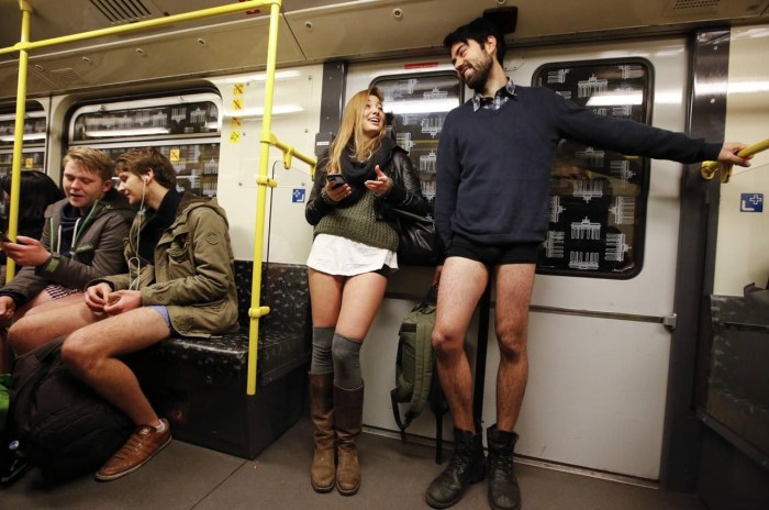 Women without panties in transport